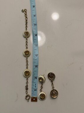 Monet Gold-Tone Bracelet and Drop Earrings with Yellow Stones